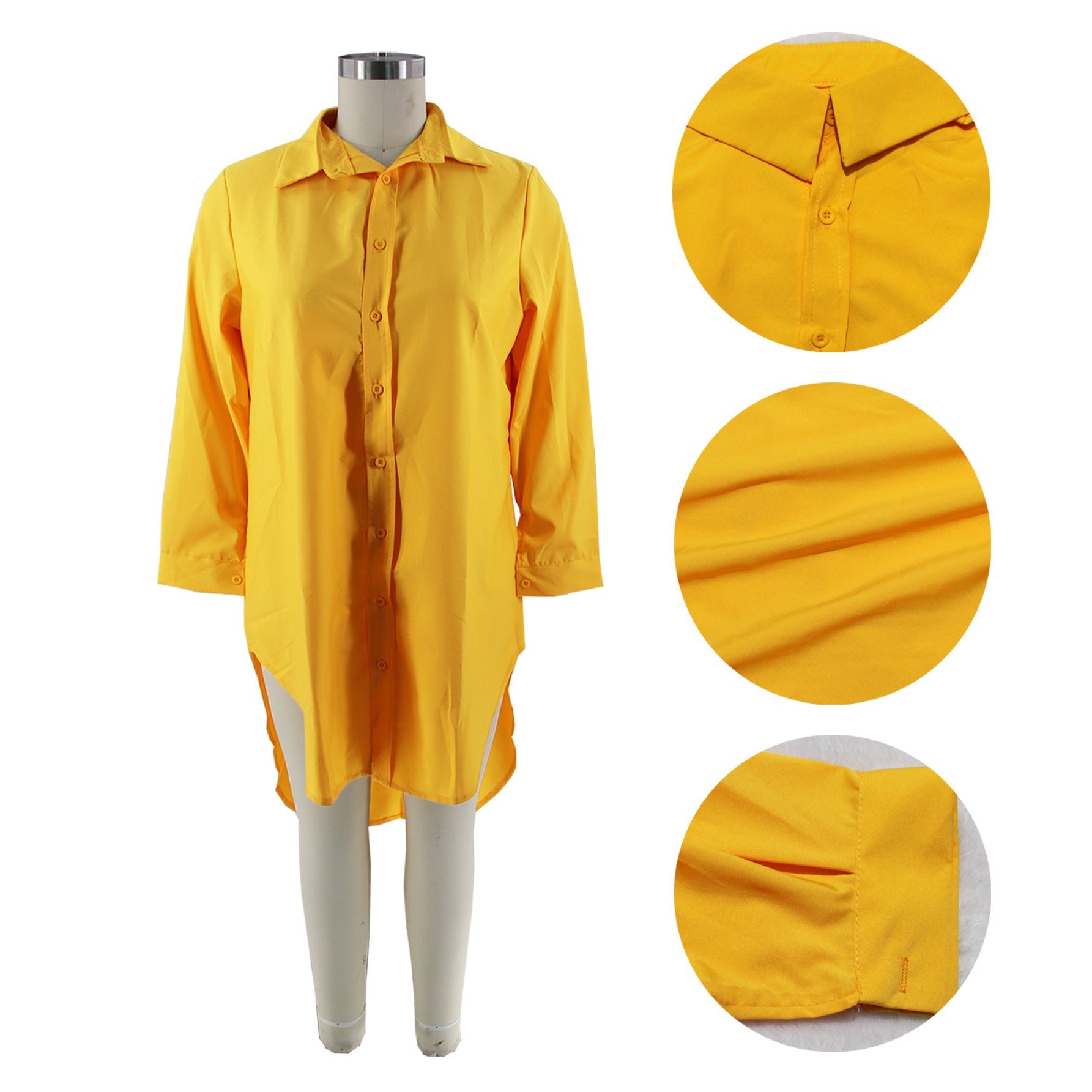 Spring Sexy Solid Color Shirt Dress Loose Long Sleeve Shirt Dress 13
