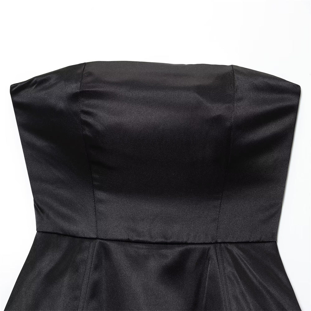 Women summer sexy solid sleeveless strapless dress 8