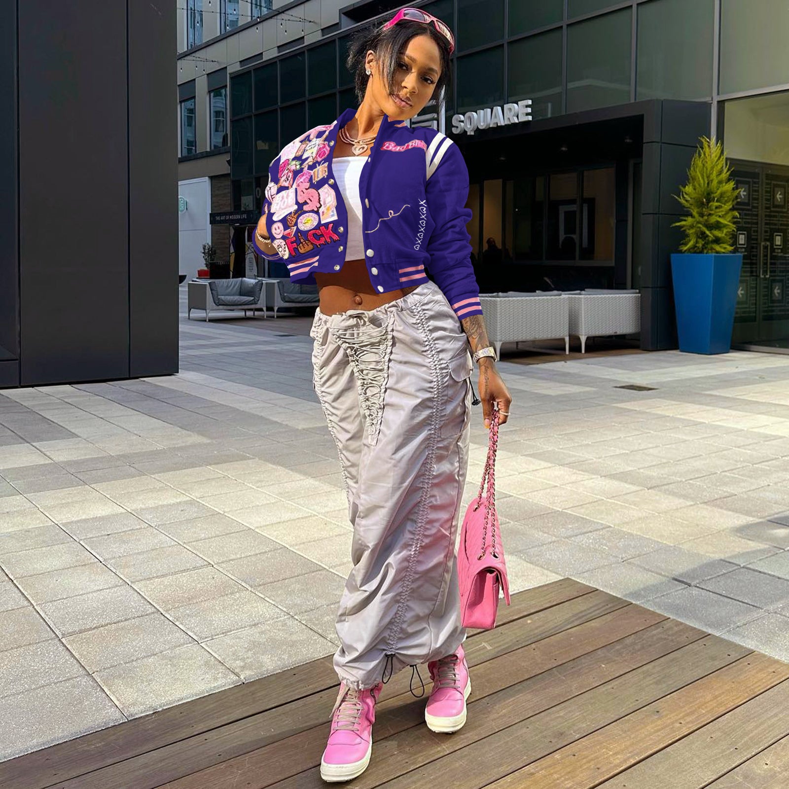 Women'S Fashion Print Baseball Jacket 7