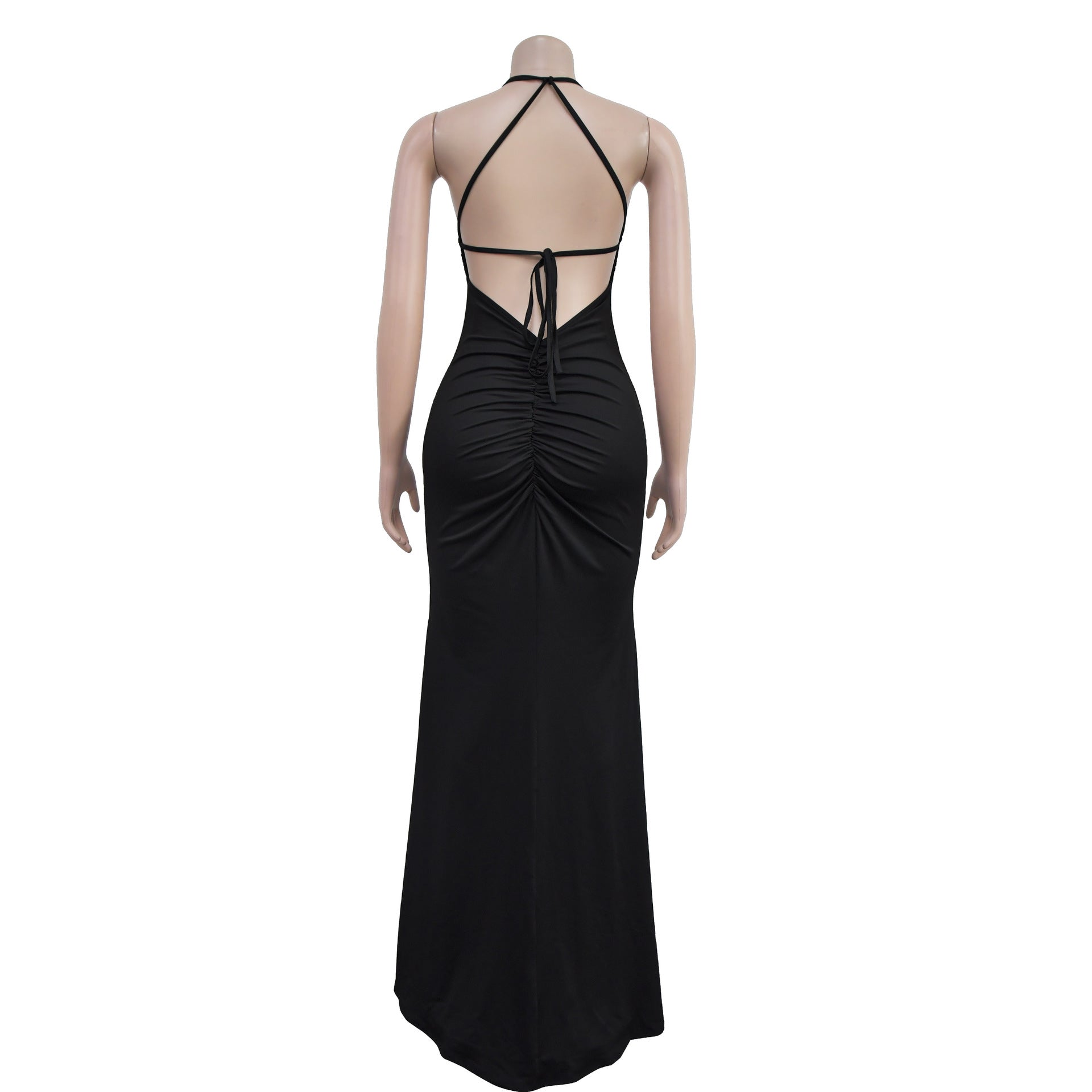 Fashionable Women's Sexy Strap V-Neck Low Back Slim Dress 6