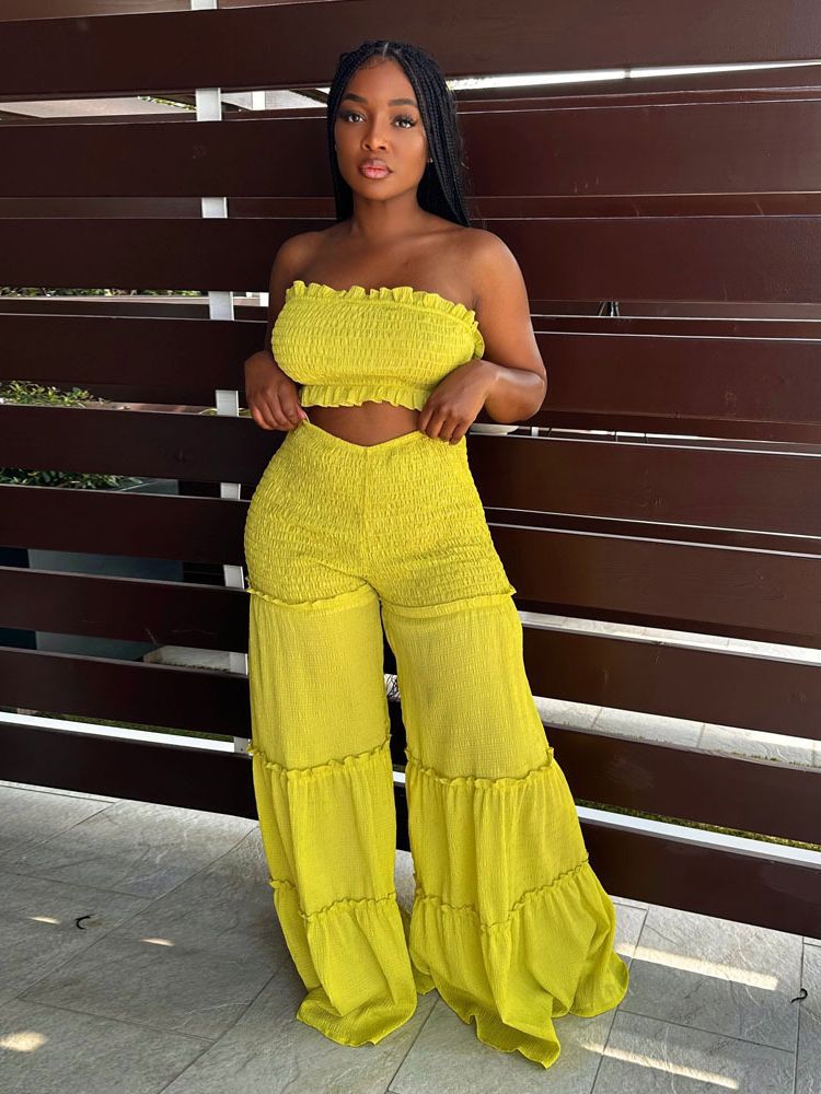 Ruffle Strapless Sexy Two-Piece Pants Set 6