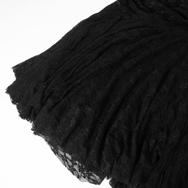 Women Summer Sexy See-Through Lace Round Neck Lace Mermaid Dress 13