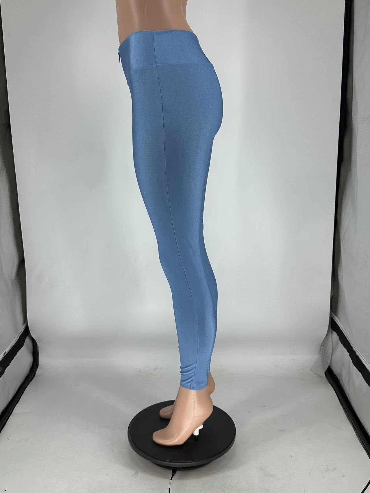 Women Summer Solid Stretchy Zipper Pants 14