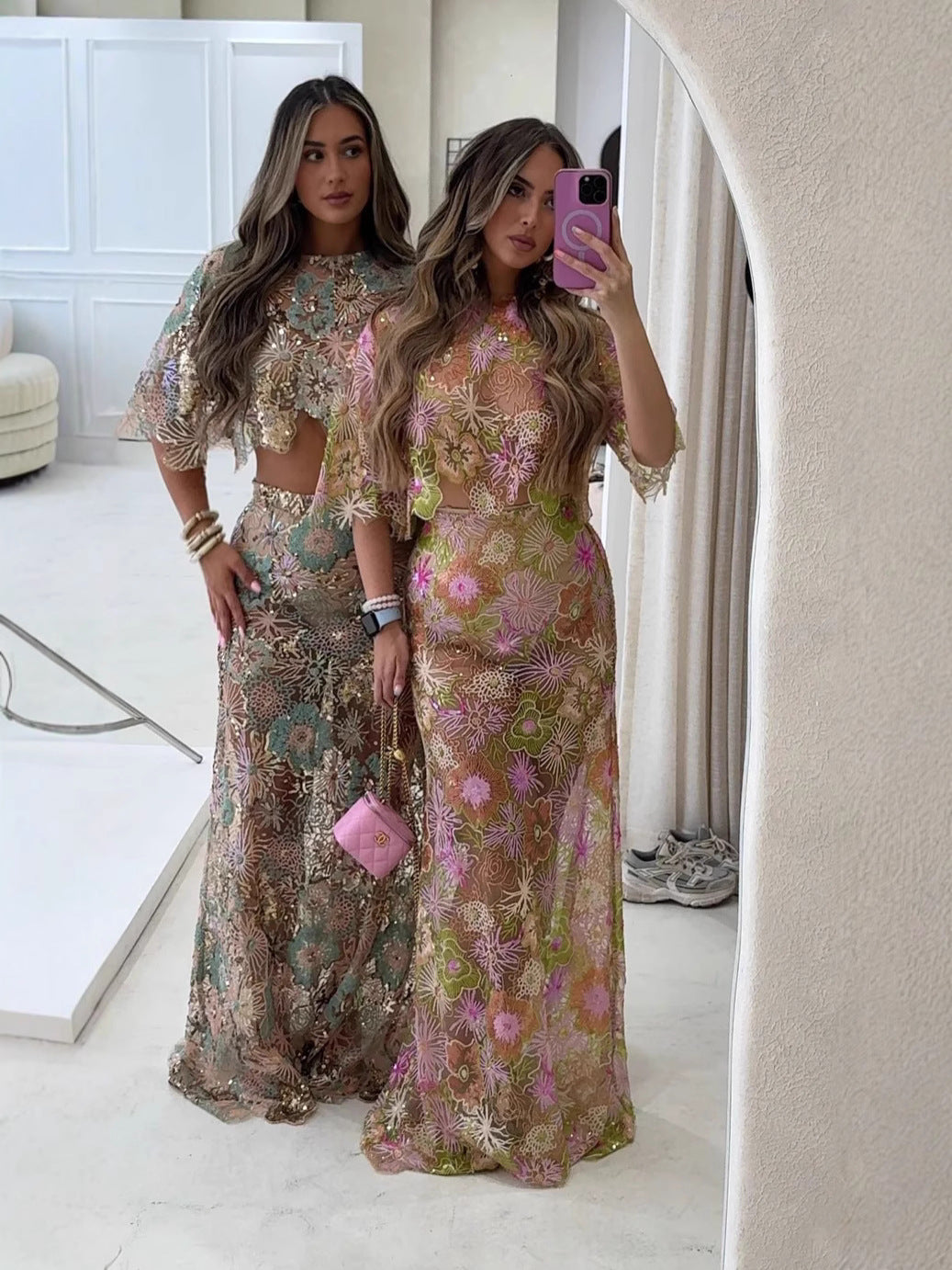 Embroidered Sequin Party Skirt Set 6