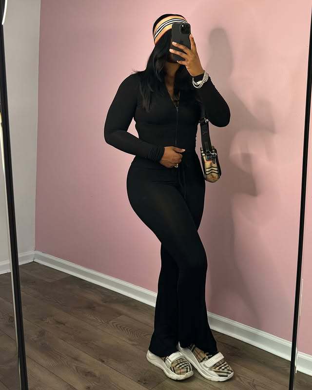 Long Sleeve Slim Zipper Top  Elastic Butt Lift Bell Bottom Pants Casual Set 3