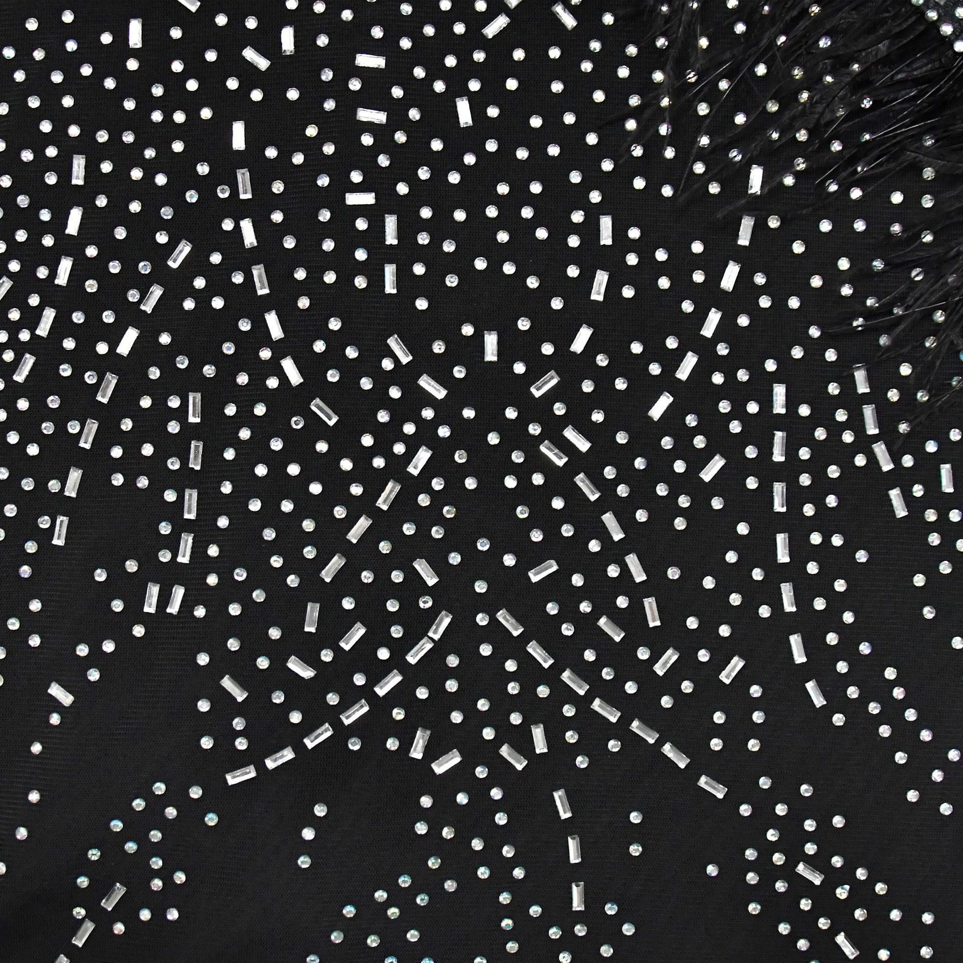 Fashion Women's Solid Color Mesh Beaded Feather Club Dress 24