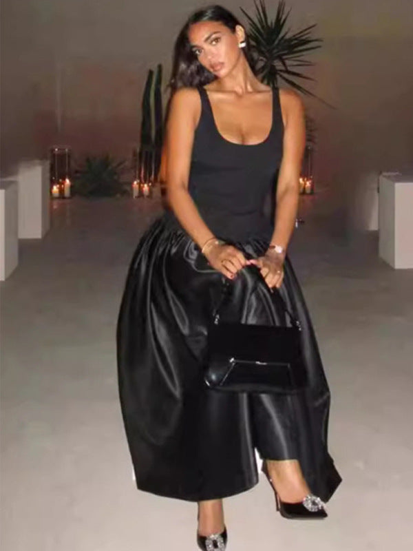 Women Patchwork U-Neck Sexy Dress 7