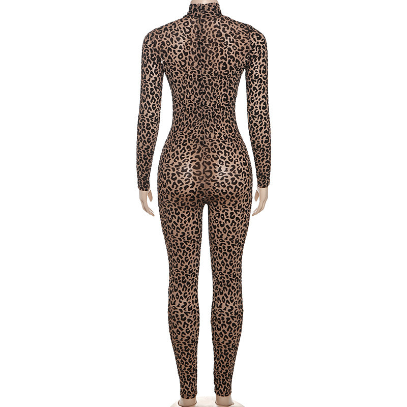 Summer Street Style Leopard Print High Waist Tight Fitting Slim Fit Jumpsuit 8
