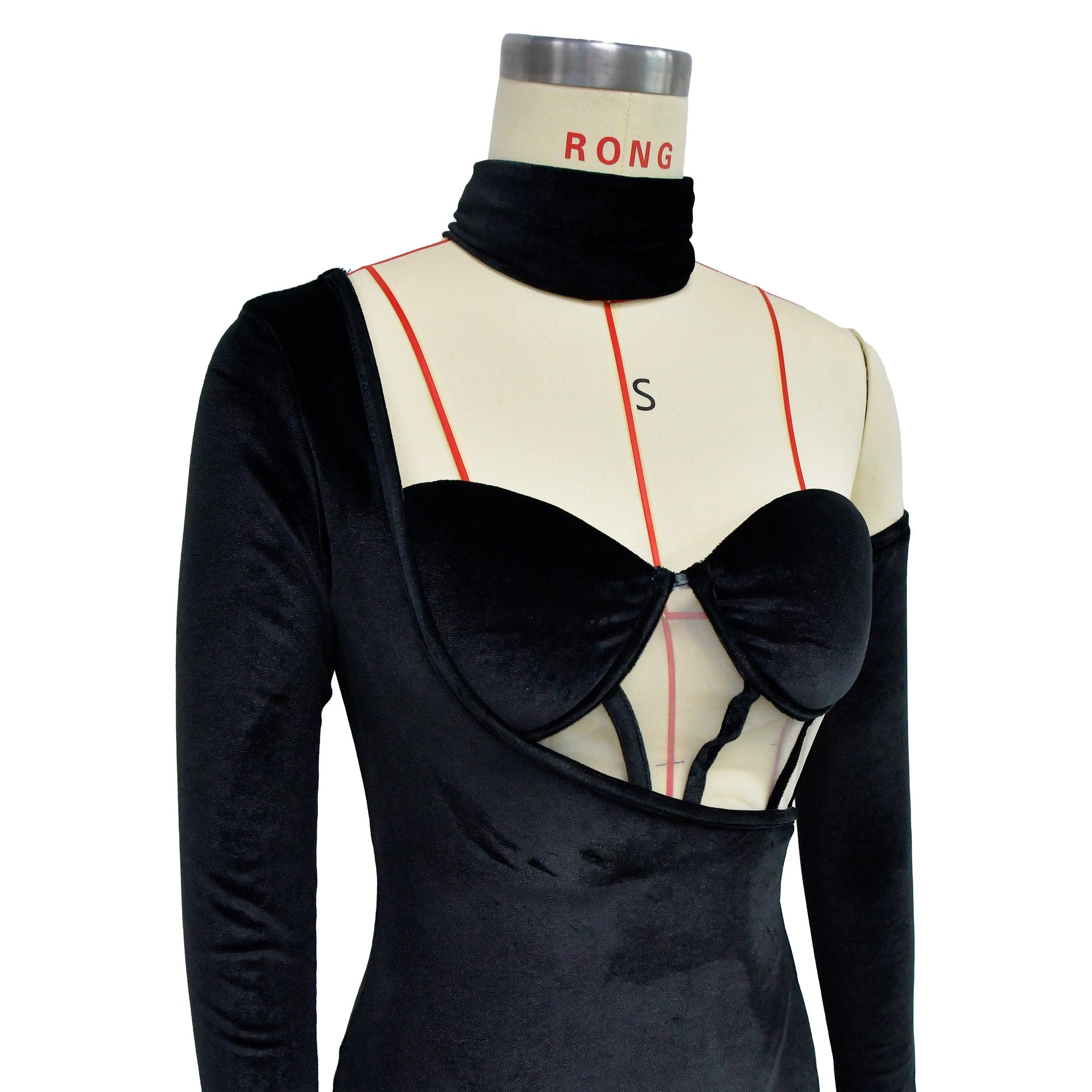 Fashion Ladies Solid Color One Sleeve Glove Evening Gown Maxi Dress 17