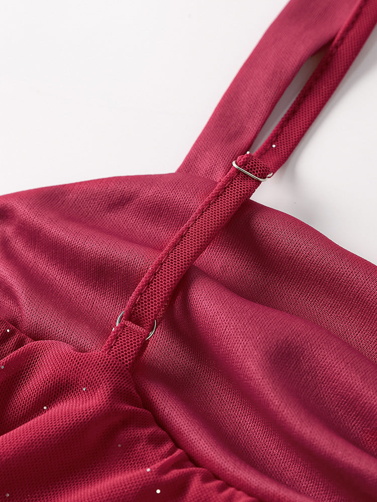 High-Low Slit Low Back Mesh Fishtail Dress 12