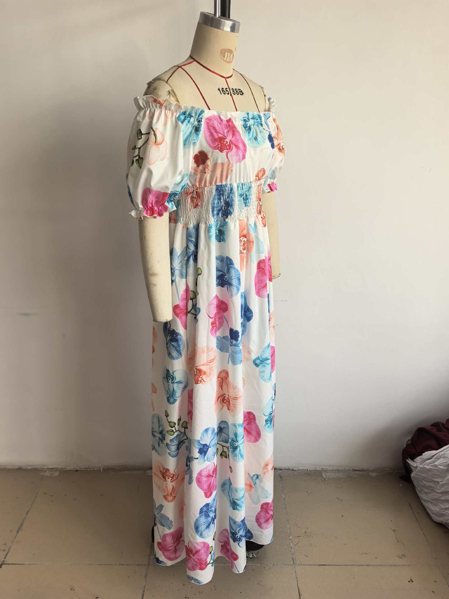 Women Summer Puff-Sleeve Printed Strap Dress 24