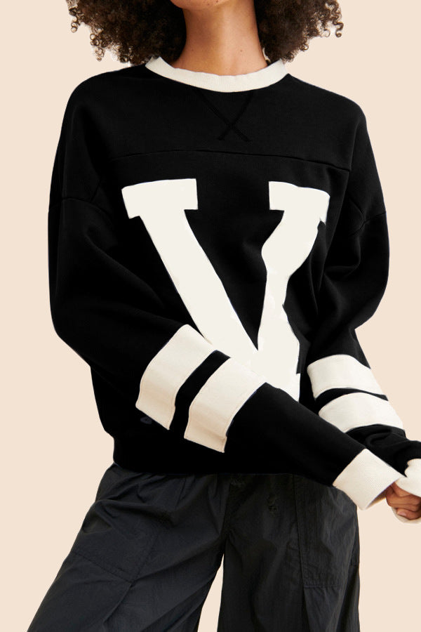 Women American street style contrasting letter print top 3