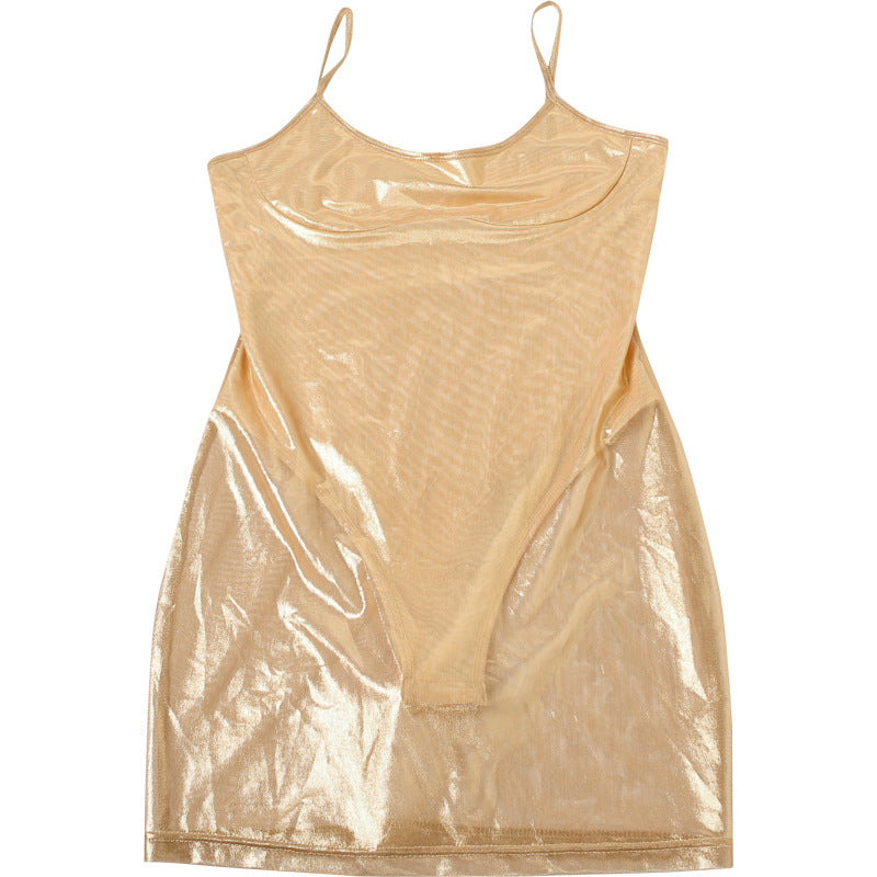 Spring Summer women's sexy see-through high waist slim solid color strap dress 10