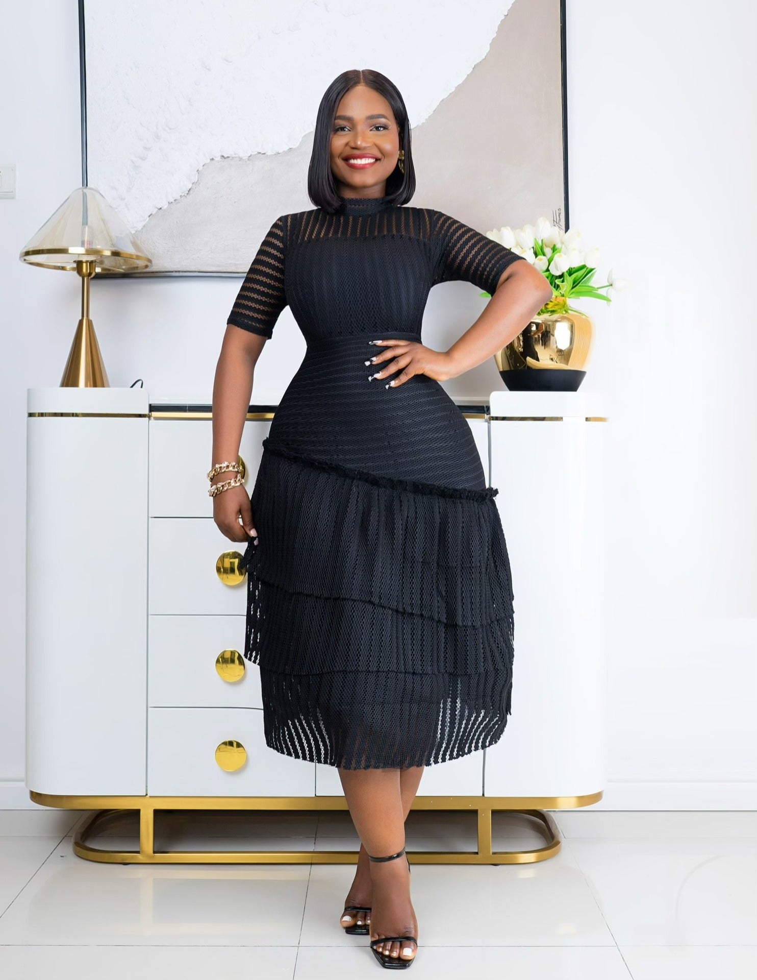 Women African Short Sleeve Dress 3