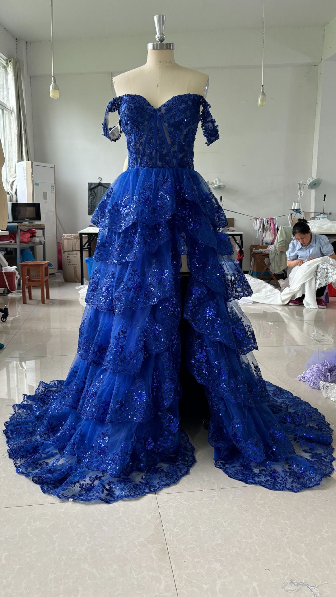 Off Shoulder Slit Formal Party Chic Evening Dress（processing time 7-8 days） 15