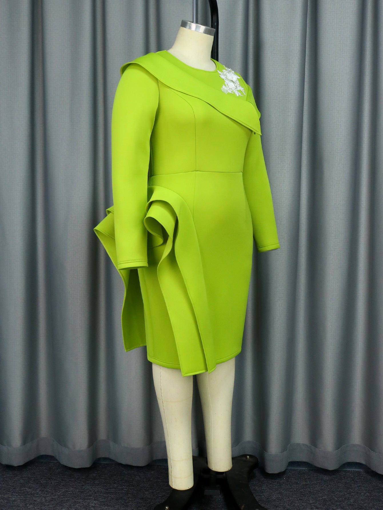 Women Long Sleeve Ruffle Formal Party Dress 8