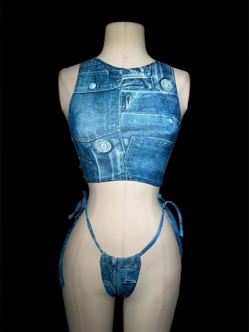 Women's Summer Printed Slim Tank Thong Two-Piece Set 6