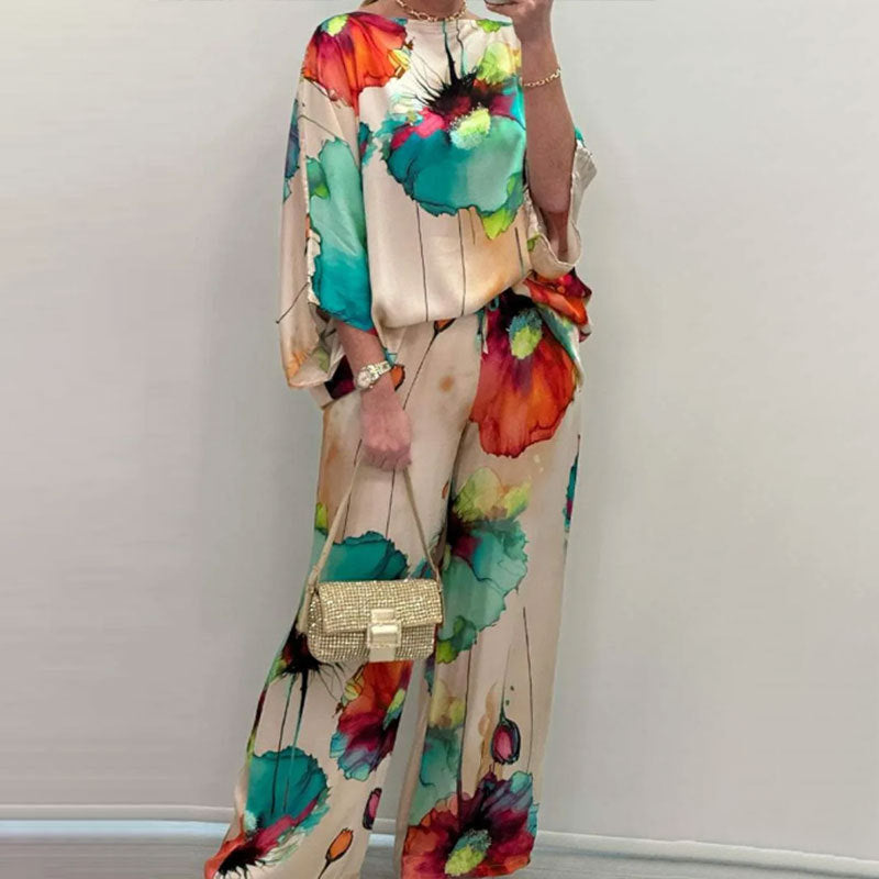 Women Autumn Elegant Casual Top and Wide-Leg Pants Two Piece Set 10