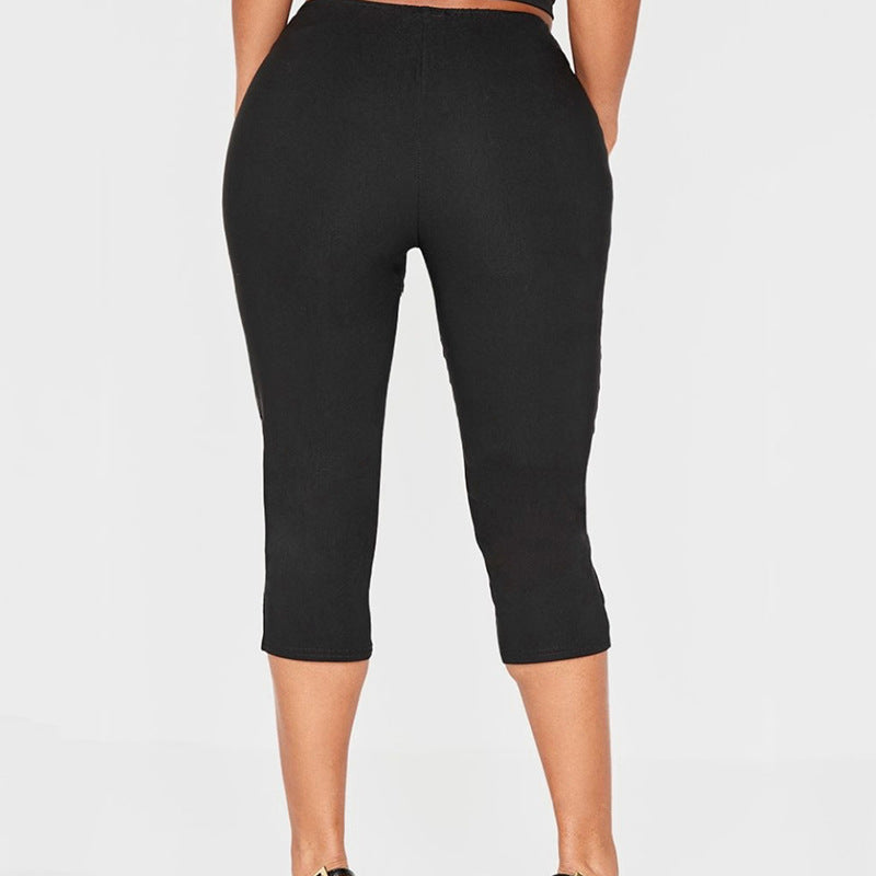 Women's Spring Summer Low-Rise Solid Slim Fitted 7/8 Casual Pants 6