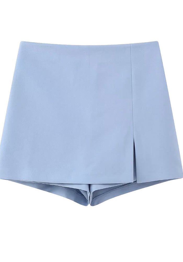 Solid color High Waist Slit Mini Culottes