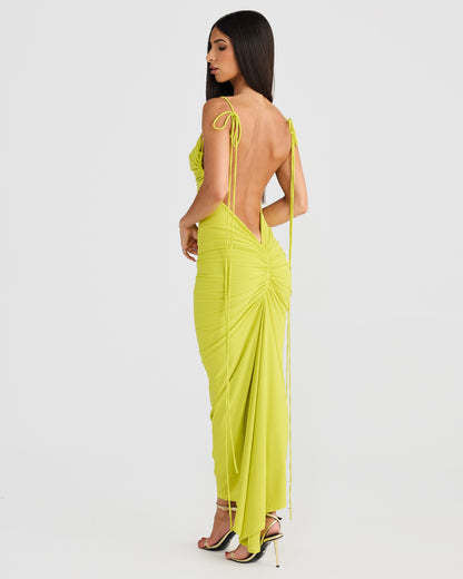 Women pleated sexy Backless Suspender Solid Maxi Bodycon Dress 8