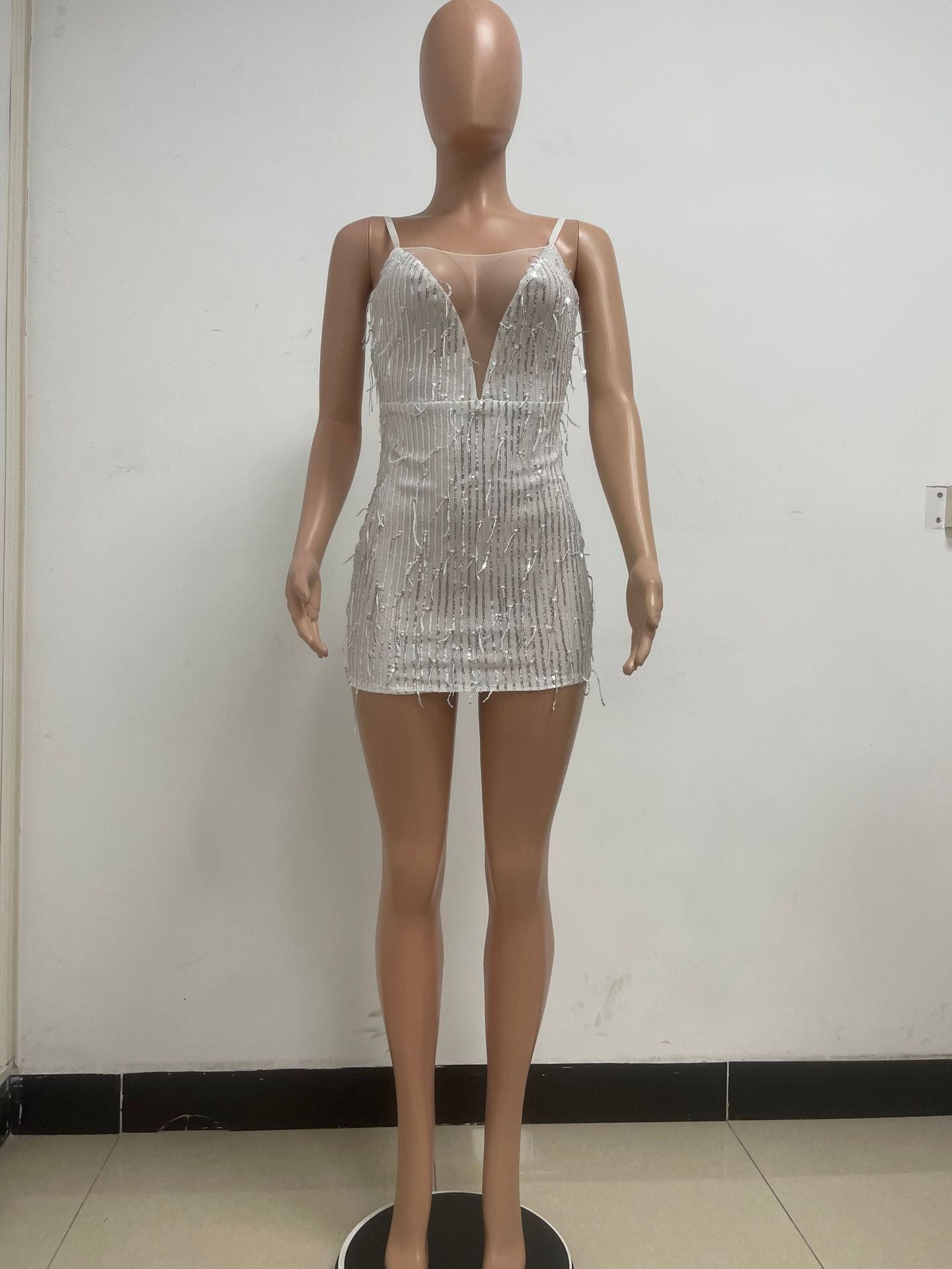 Women's Deep V Sleeveless Sequined Bodycon Dress 33