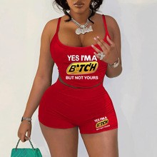 Summer street fashion women's Strap Two Piece short Set 3