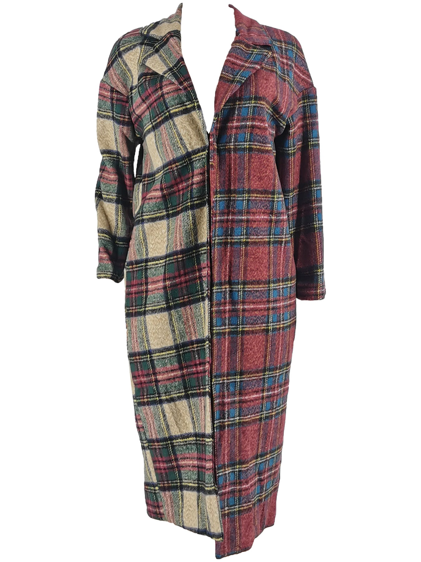 Women Winter Plaid Long Sleeve Long Coat 5