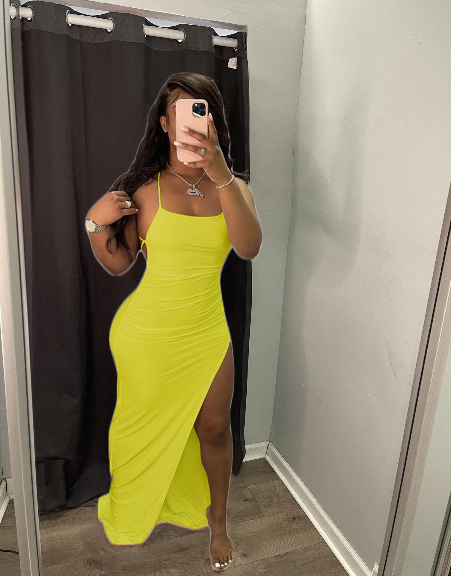 Women's Clothing Spring Summer Fashion Sexy Sling Pure Color Dress 5