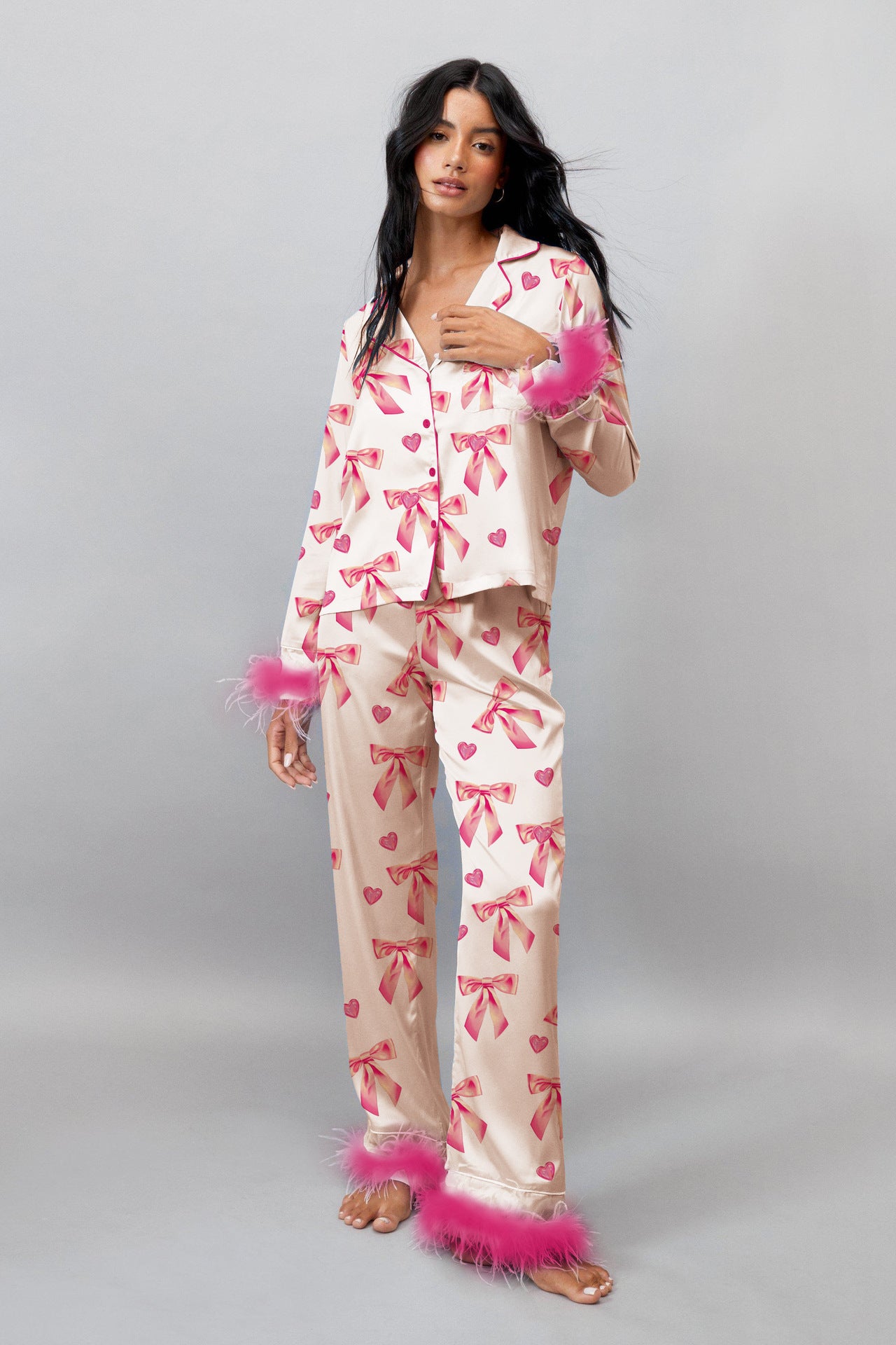Women Spring Casual Style Printed Home Pajama Set