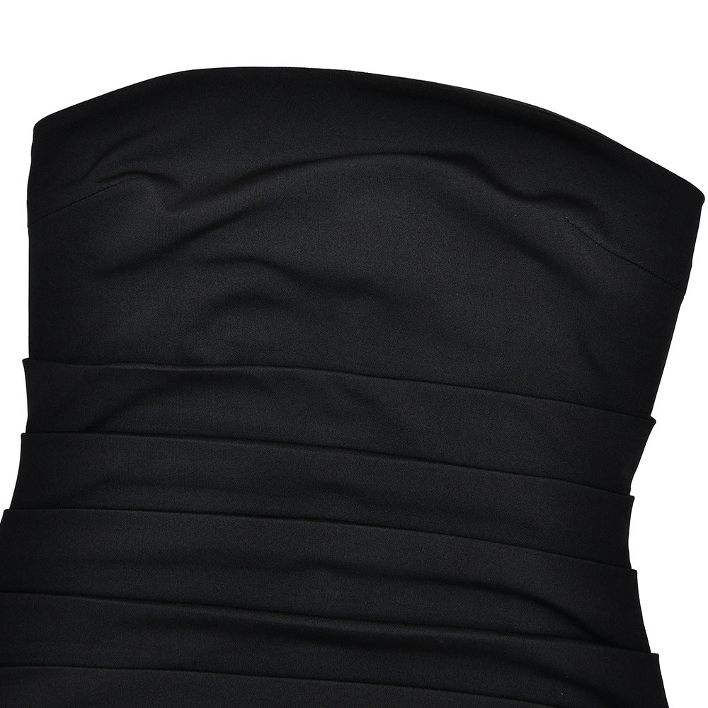 Spring Strapless Slim Waist Elegant Ribbon Low Back Bodycon Long Dress 22