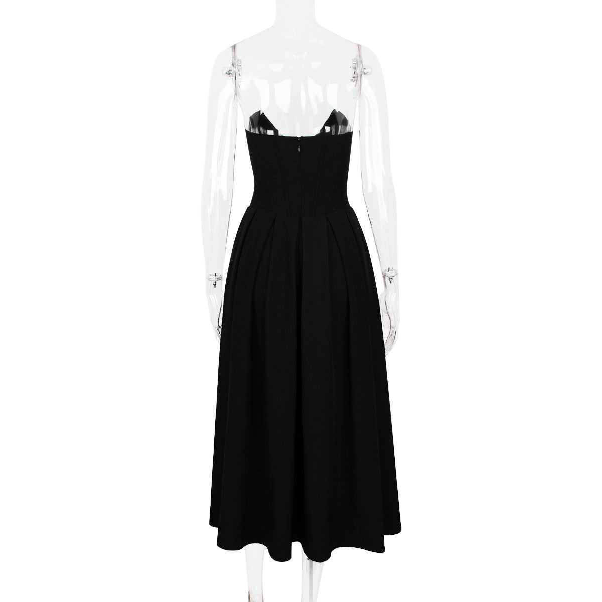 Women Spring Sexy Strapless Herringbone Dress 10