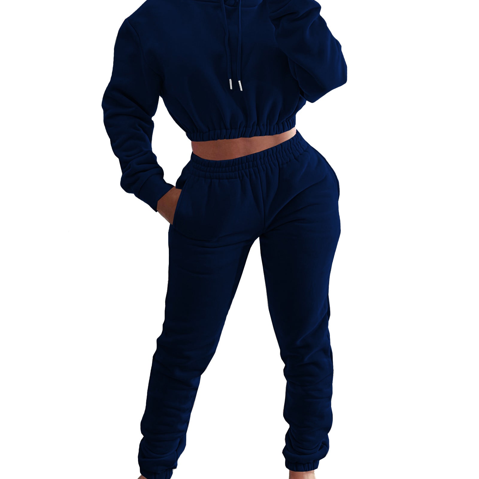 Women's Spring And Winter Velvet Sports Casual Hoodies Jogging Pants Two-Piece Set 18