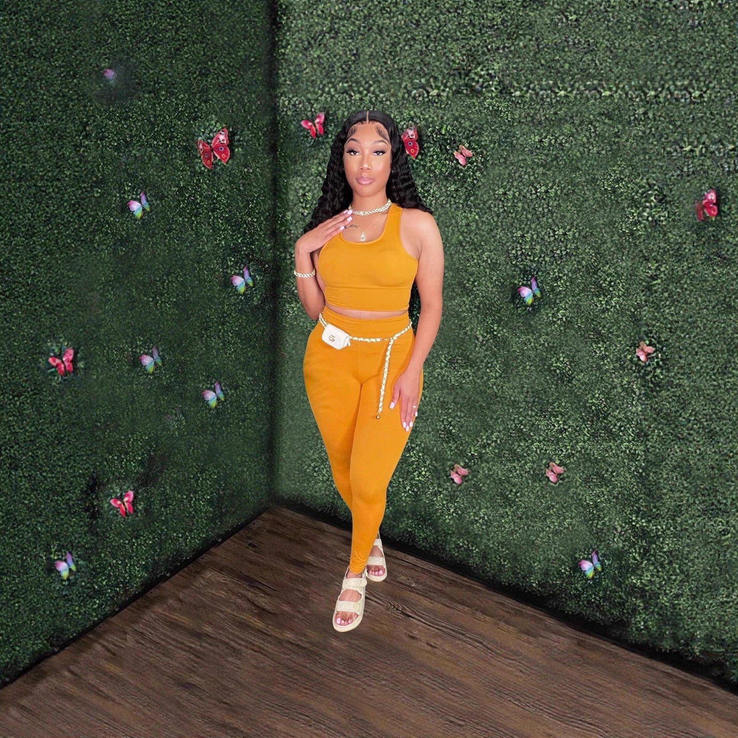 Women's Sexy Vest Outdoor Sports Tight Fitting Yoga Pants Two-Piece Set 9