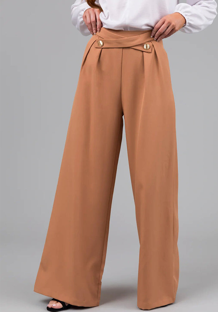 Women Casual Zip Pocket Wide Leg Pants
