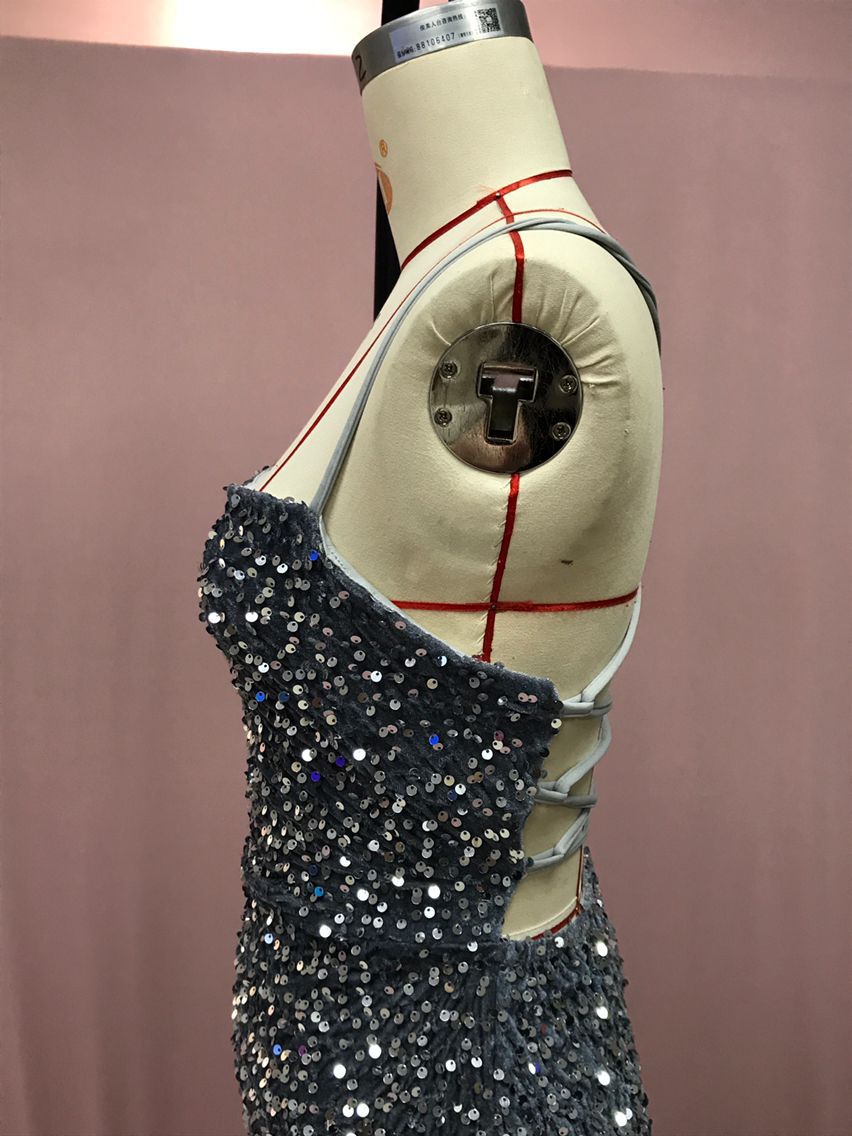 Women French Sequin Backless Bodycon Dress 21