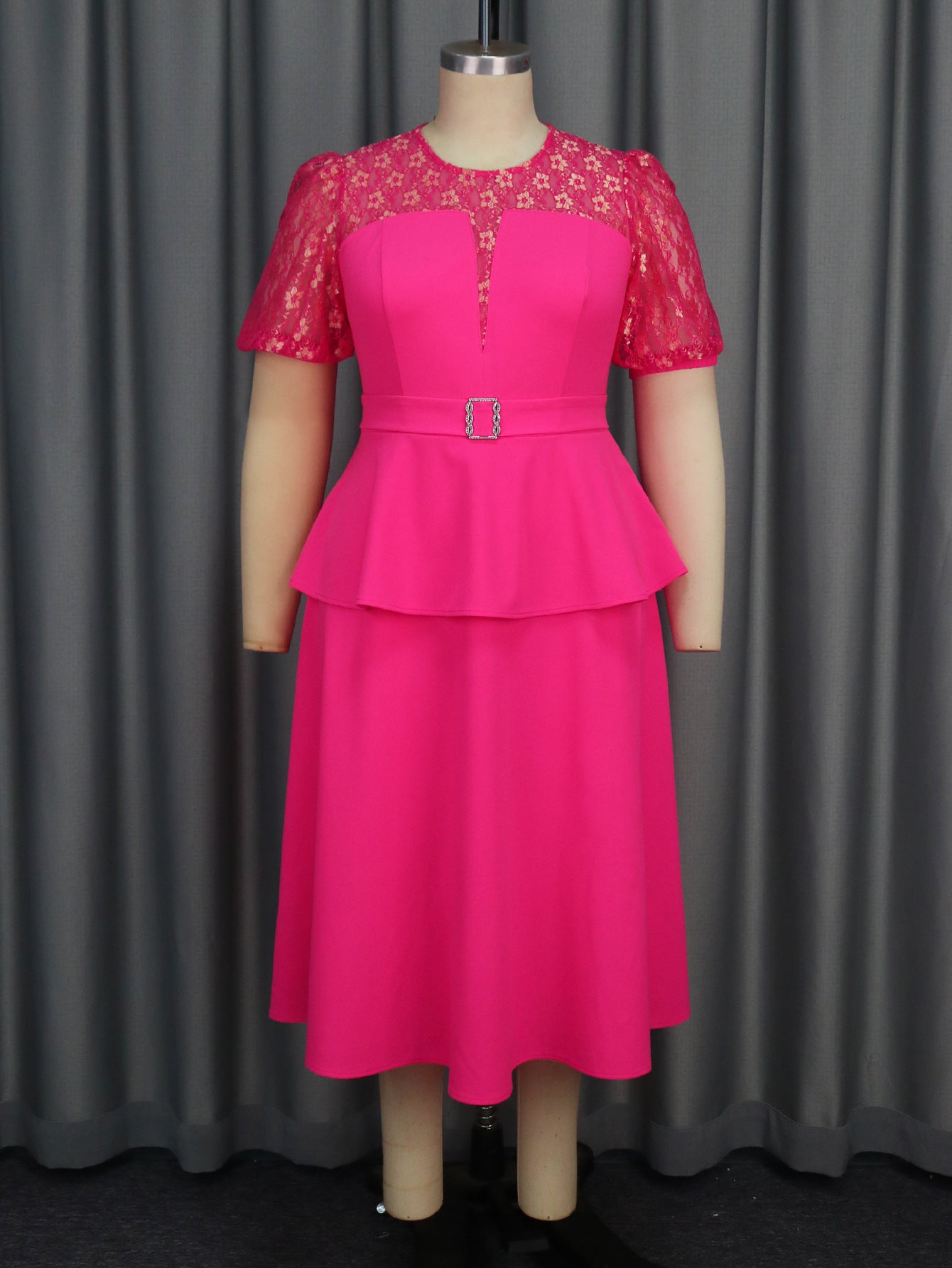 Chic Lace Patchwork Ruffled A-Line Formal Party Dress 8