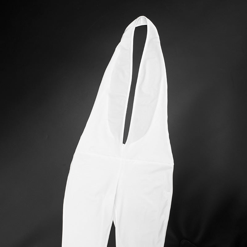 Women's Spring Summer Halter Neck Deep V-Neck Large Low Back Sleeveless Solid Color Jumpsuit 12