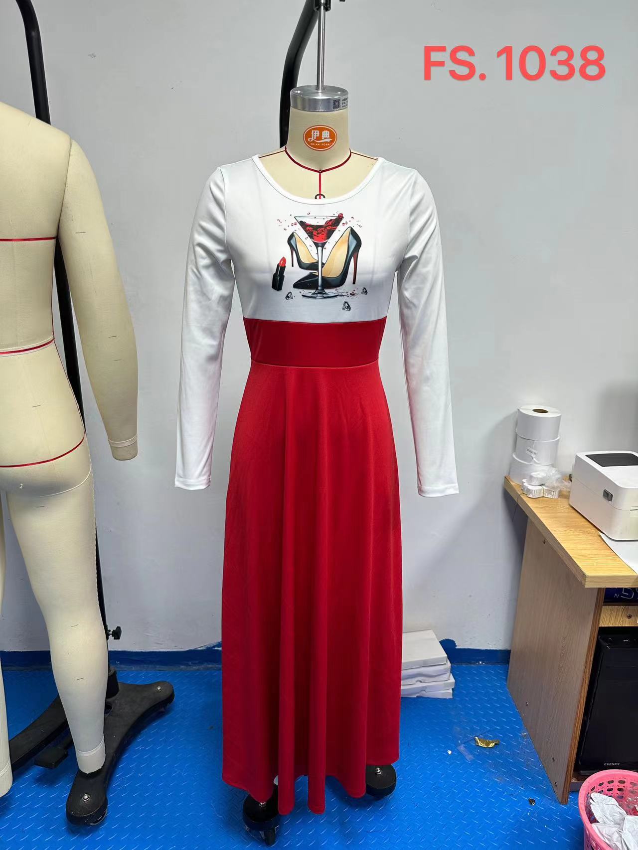 Casual Printed Deep V Half-Sleeve Long Dress 7