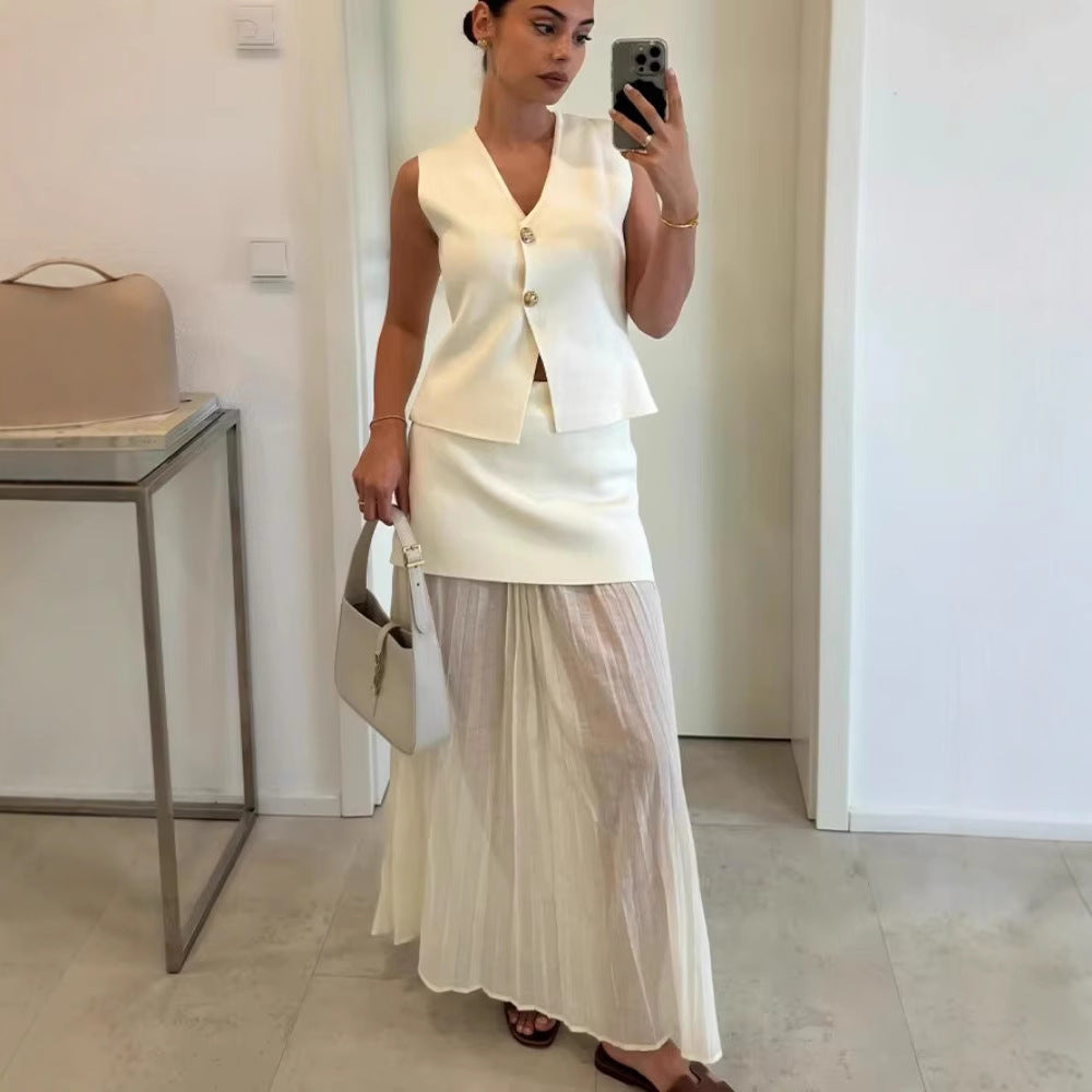 Women casual Knitting Patchwork skirt 5