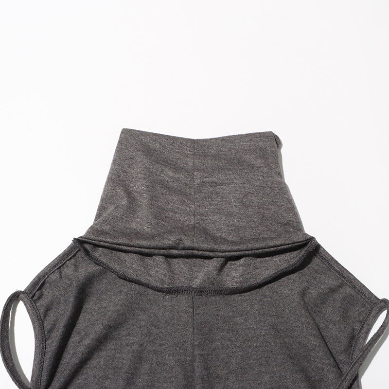 Chic Elegant Spring Stand Collar Sleeveless Comfortable Pleated Dress 16