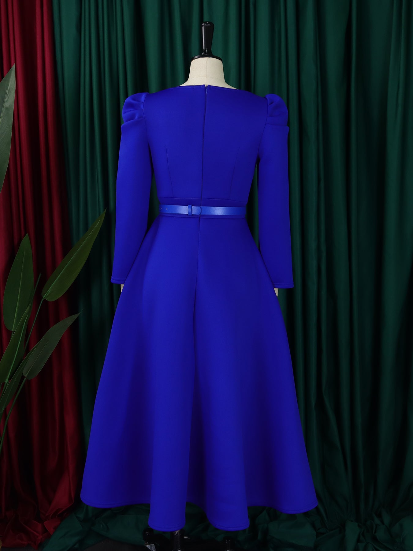 Plus Size Women Winter Puff Sleeve Formal Party Dress 25