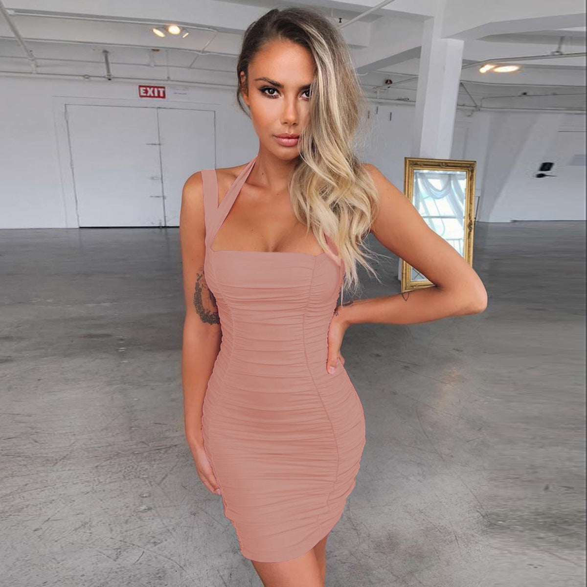 Women Sexy Backless Halter Neck Bodycon Dress 11