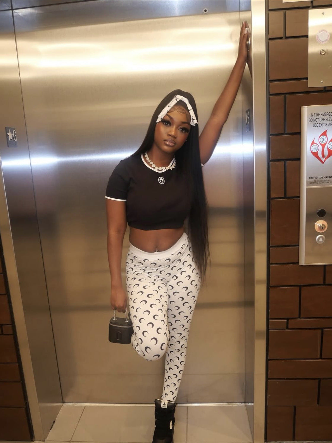 Women Trendy Printed Stretchy Basic Top and Long Pants Two-Piece Set 11