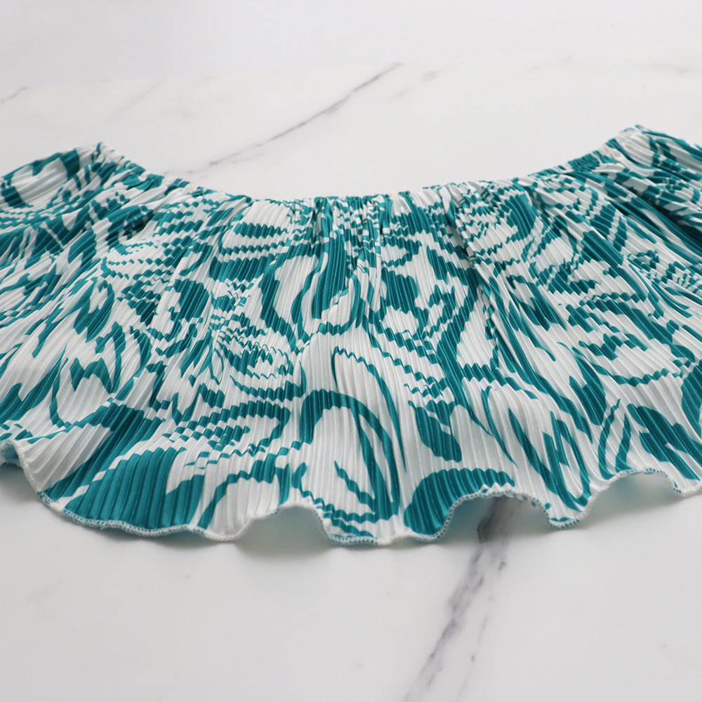 Women's Off Shoulder Wrap Crop Slim Waist Pants Two-Piece Set 14