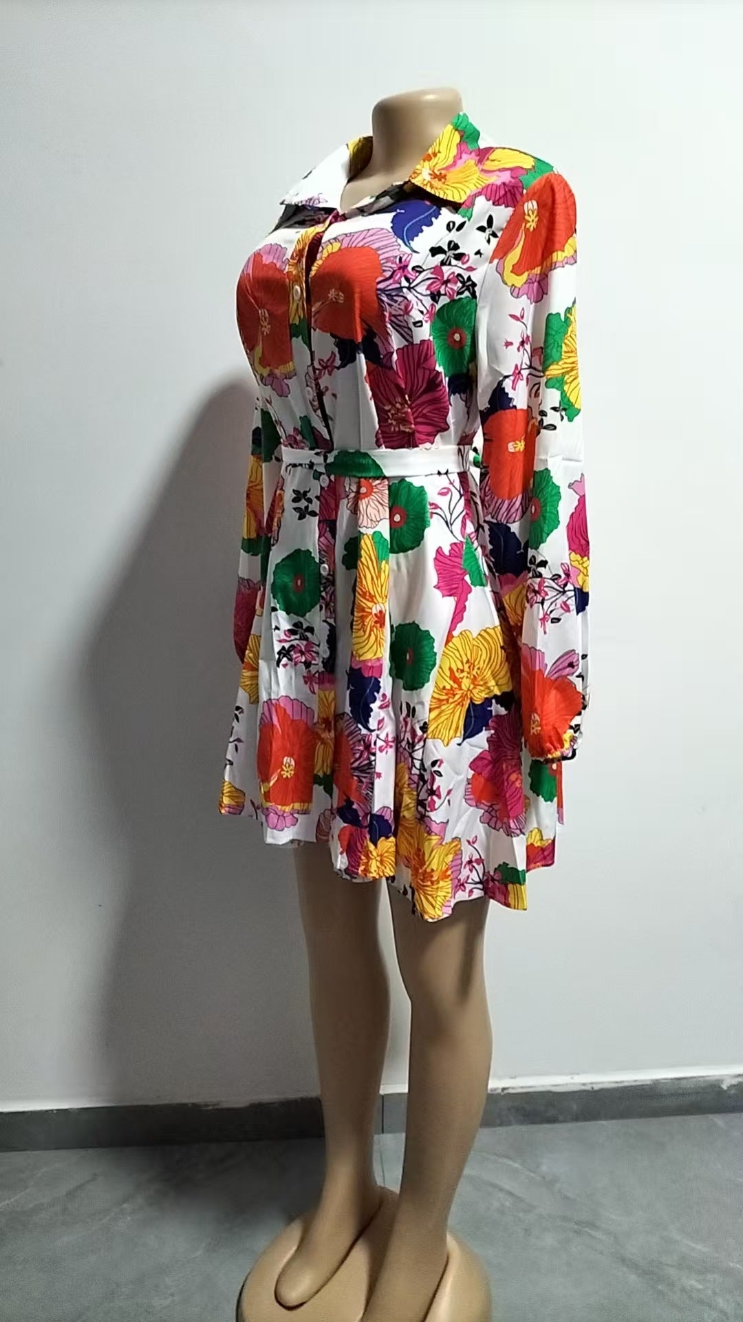 Women Elegant Long Sleeve Print Dress 9