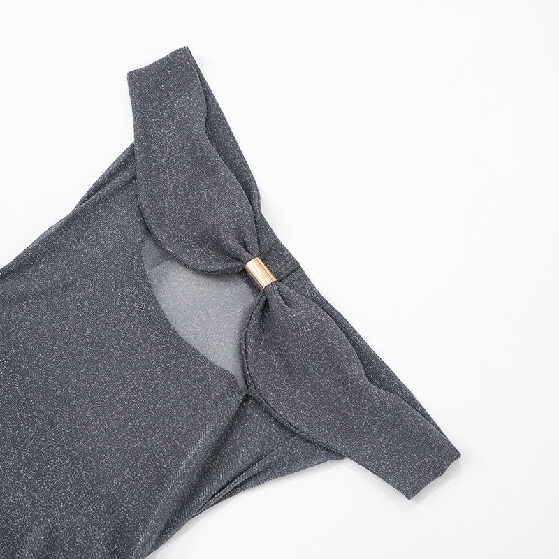 Women sexy Strapless Backless See-Through dress 11