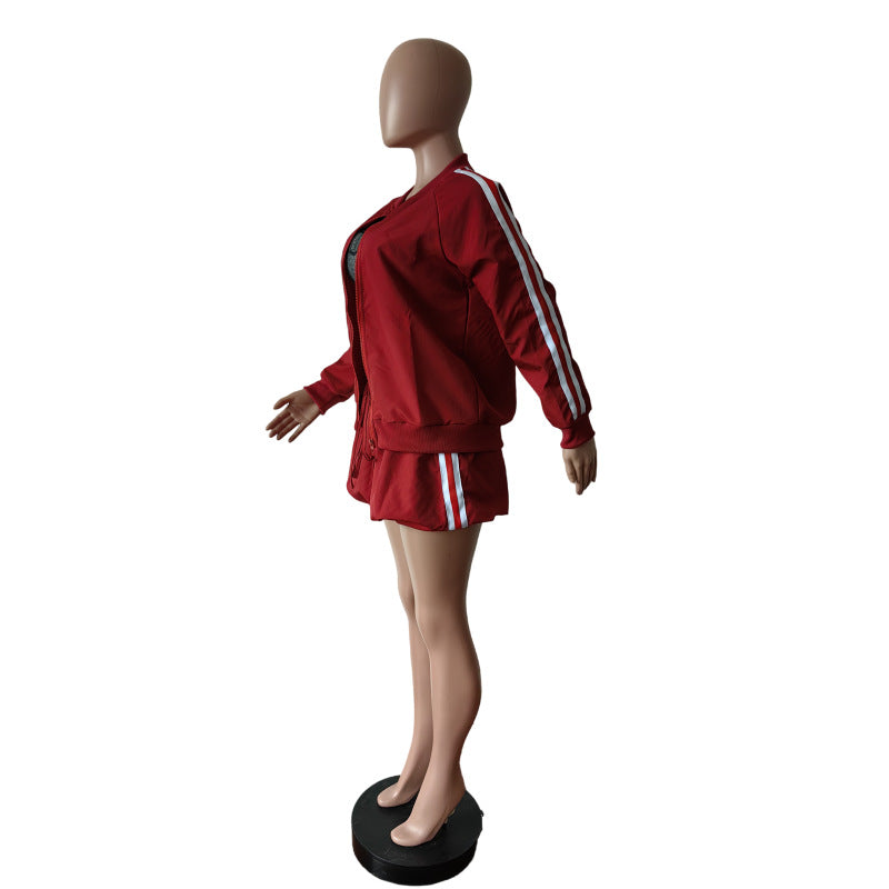 Casual Women's Skirt Ribbon Jacket Skirt Solid Color Two Piece Set 8