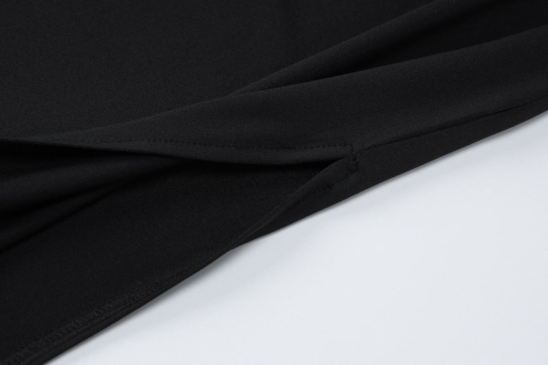 Women Long Sleeve High Neck Sexy Backless Slit Dress 14