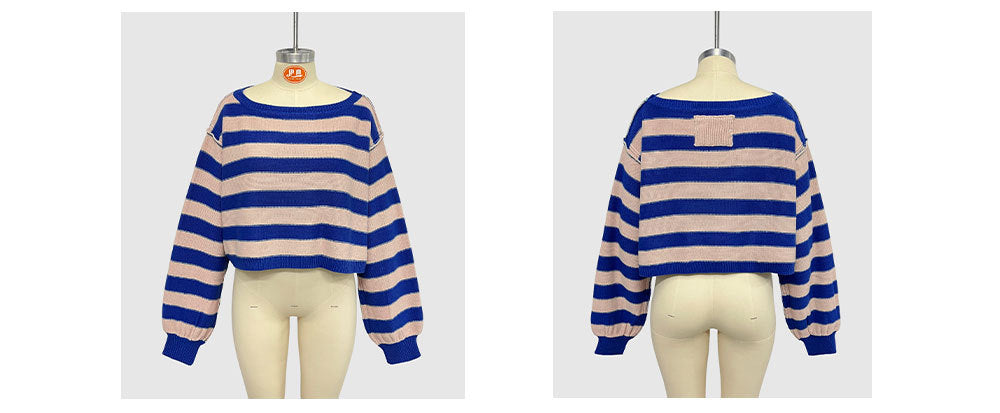Women Striped Long Sleeve Sweater 13